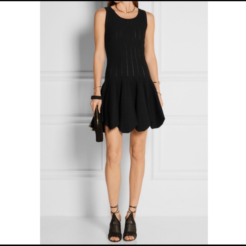 Jonathan Simkhai Black Pointelle Paneled Knit Cocktail Dress Size XS